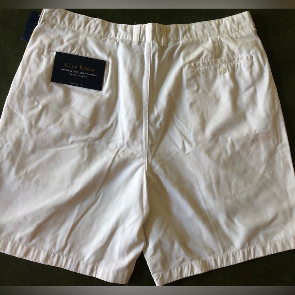 Club Room White Twill Cotton Pleated Golf Casual Yacht Shorts 40 NWT